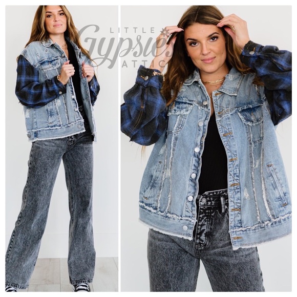 POL Out of the Woods Plaid and Denim Jacket - Picture 4 of 12